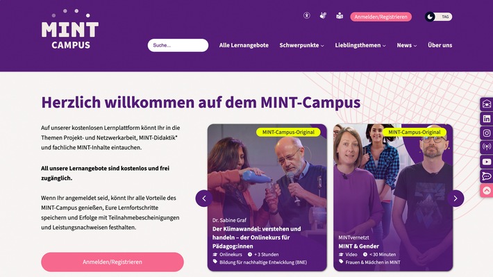 Klimawandel, KI oder ChatGPT – einfach weiterbilden auf der neuen kostenfreien Lernplattform MINT-Campus / Hier wird MINT konkret